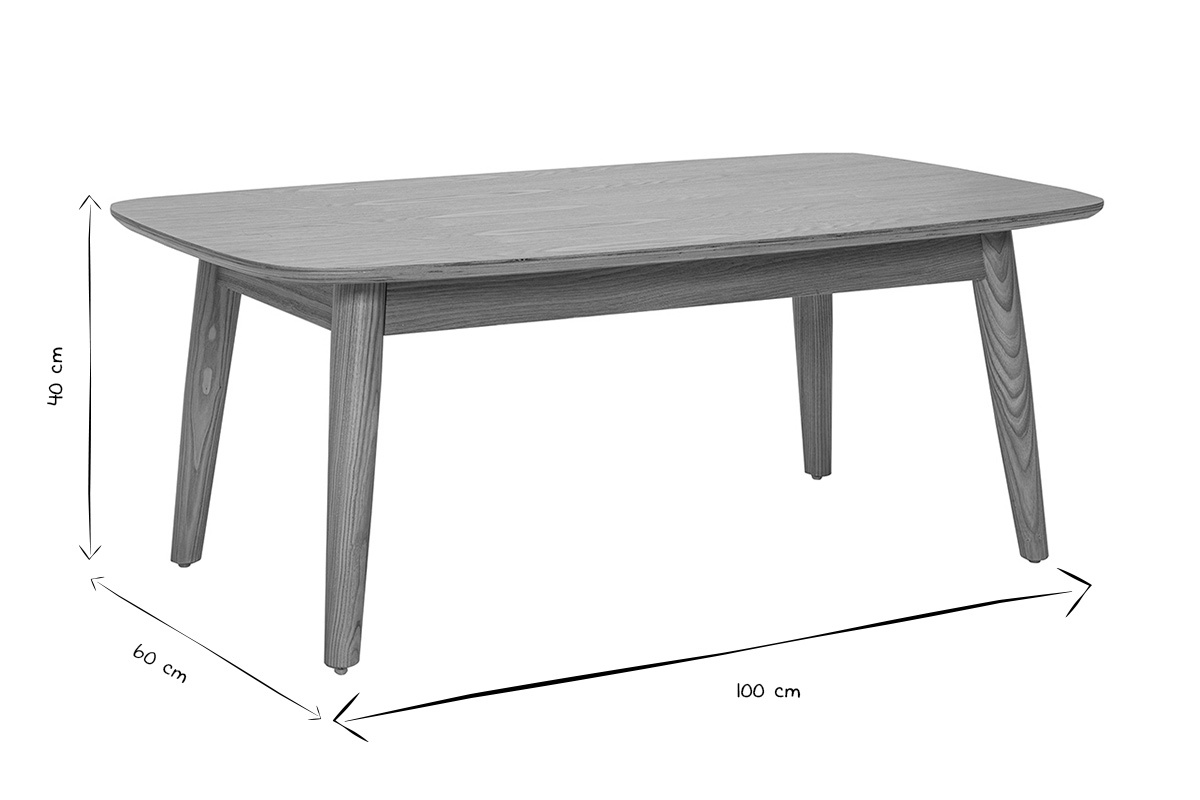 Table basse rectangulaire bois clair fr�ne L100 cm NORDECO