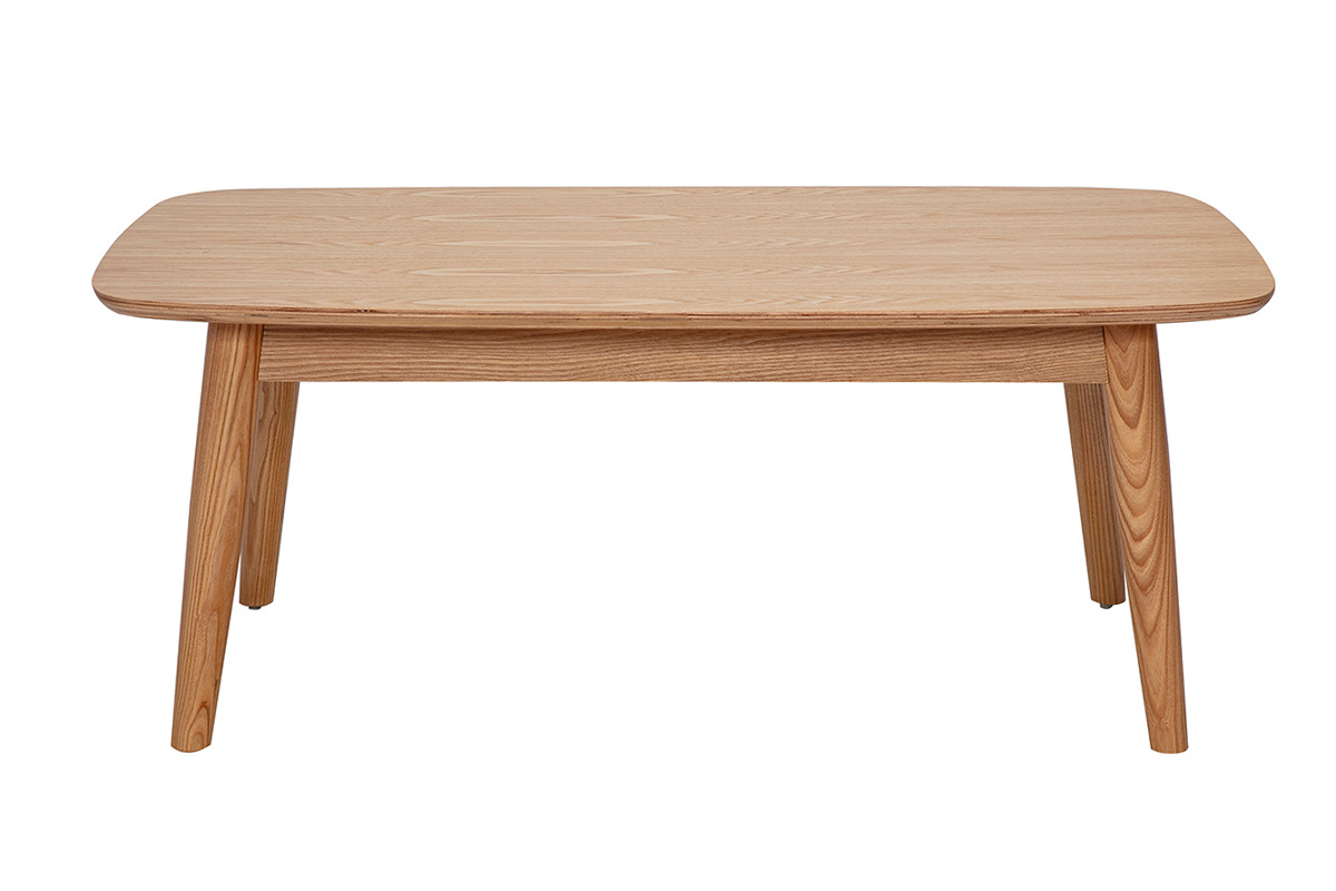 Table basse rectangulaire bois clair fr�ne L100 cm NORDECO