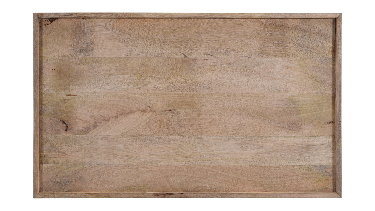 Table basse rectangulaire bois clair manguier massif et mtal noir L100 cm FRAME