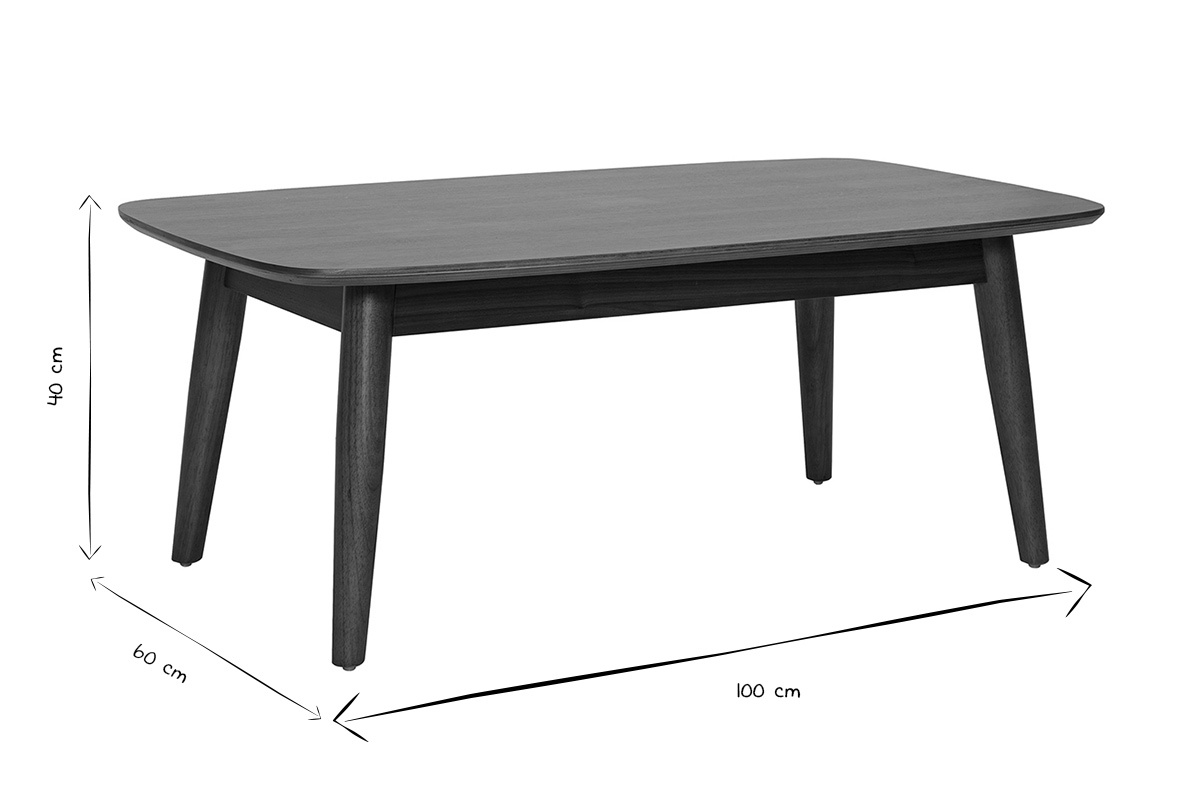 Table basse rectangulaire bois fonc� noyer L100 cm NORDECO