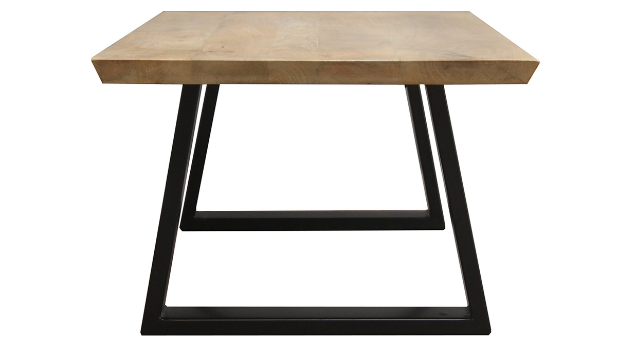 Table basse rectangulaire bois manguier massif et métal noir L100 cm VIJAY