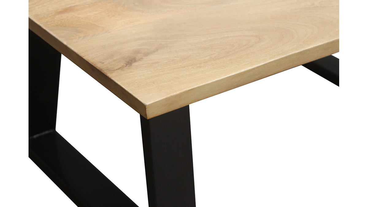 Table basse rectangulaire bois manguier massif et métal noir L100 cm VIJAY