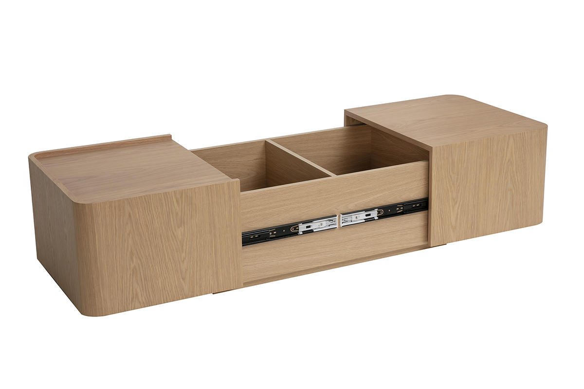 Table basse rectangulaire en bois clair ch�ne avec rangement L100 cm BELLY