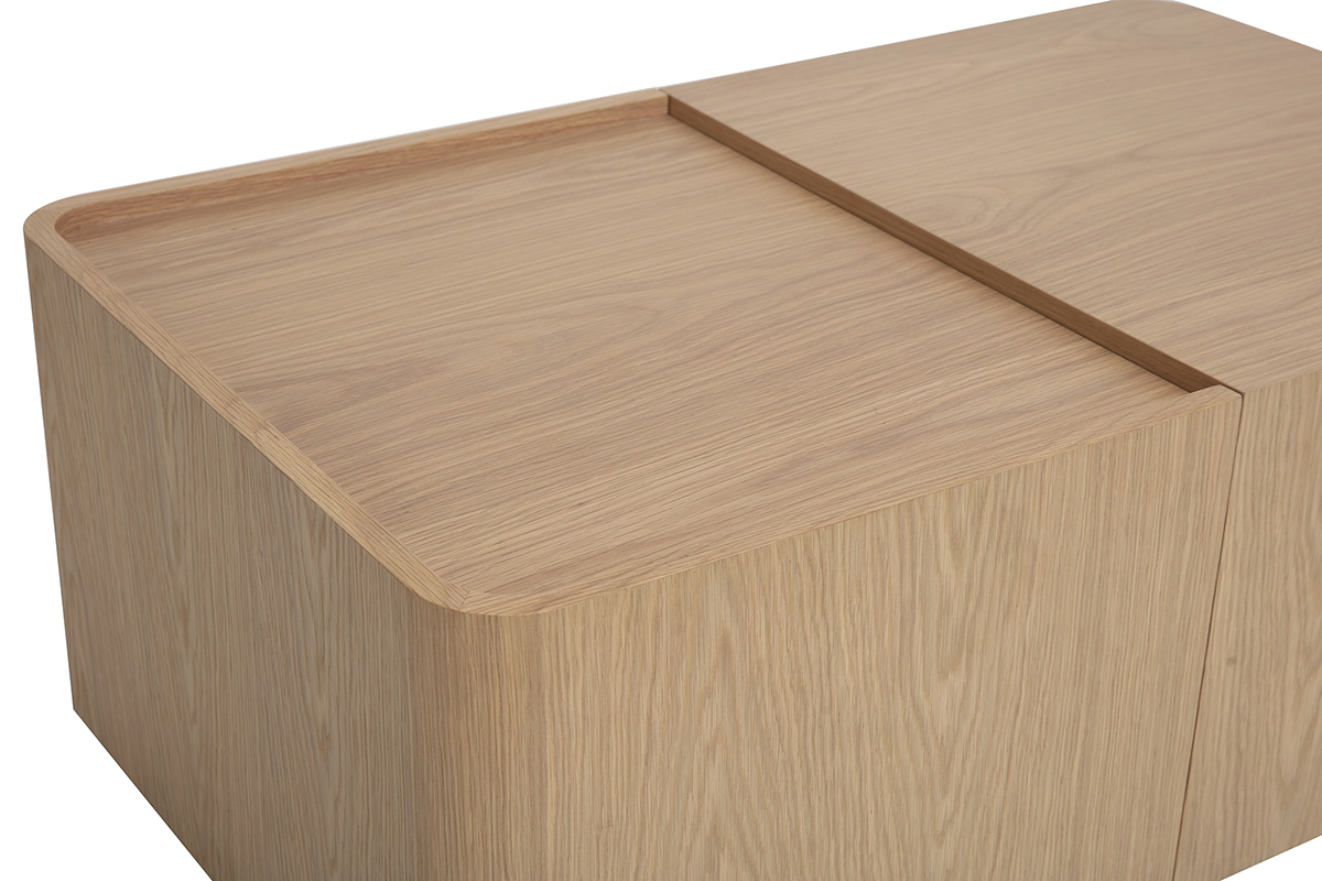 Table basse rectangulaire en bois clair ch�ne avec rangement L100 cm BELLY