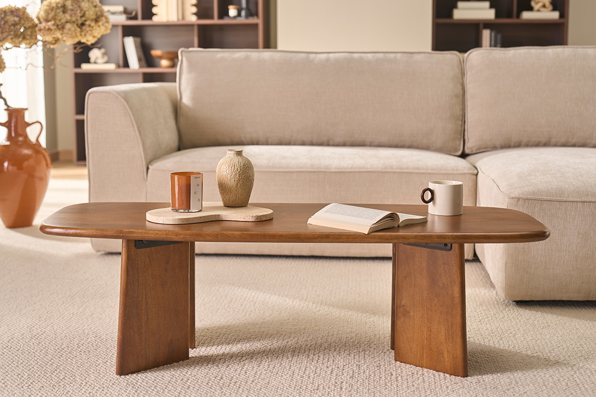 Table basse rectangulaire en bois manguier massif teint� L120 cm SOTA