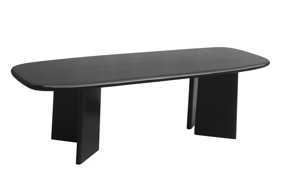 Table basse rectangulaire en bois manguier massif teint� noir L120 cm SOTA