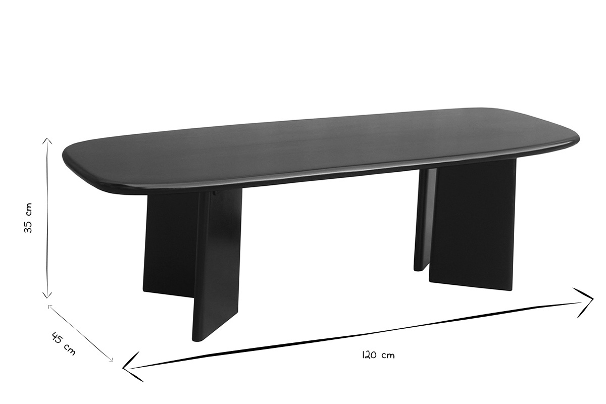 Table basse rectangulaire en bois manguier massif teint� noir L120 cm SOTA