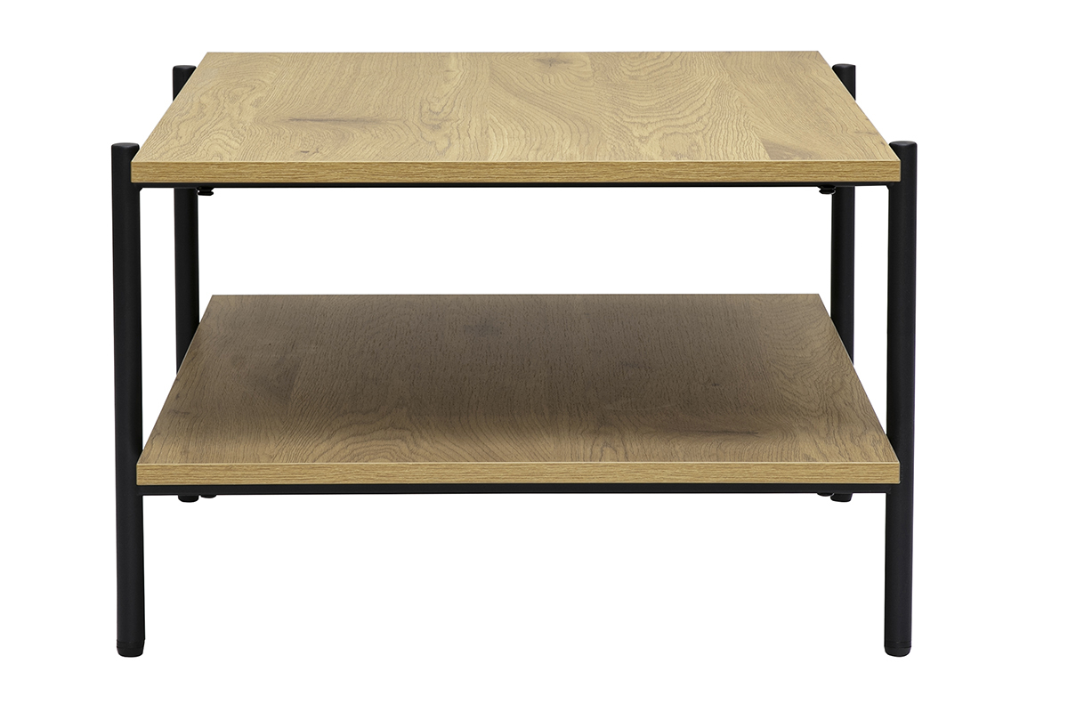 Table basse rectangulaire finition bois clair ch�ne et m�tal noir L80 cm PIPPA