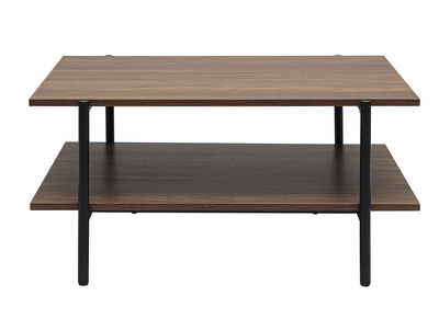 Table basse rectangulaire finition bois fonc&eacute; noyer et m&eacute;tal noir L80 cm PIPPA