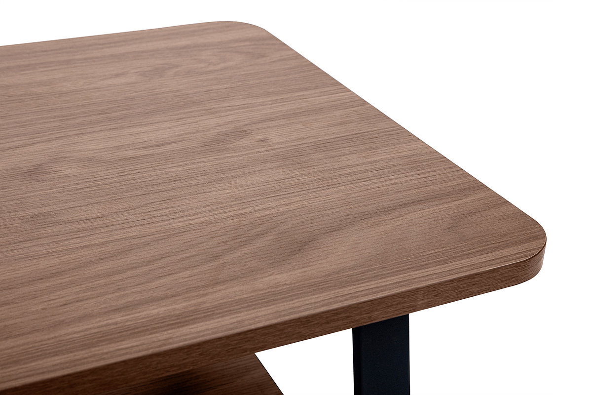 Table basse rectangulaire finition bois noyer et m�tal L120 cm MICHA