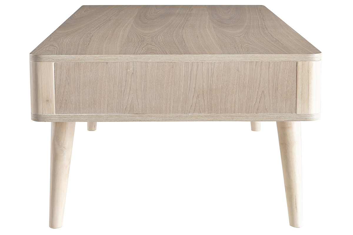 Table basse rectangulaire scandinave bois clair et blanc L120 cm GOTLAND