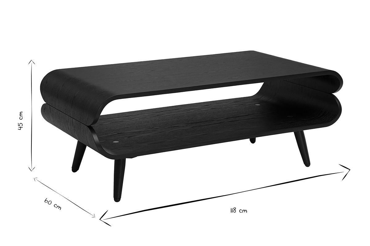 Table basse rectangulaire scandinave bois noir L118 cm TAKLA