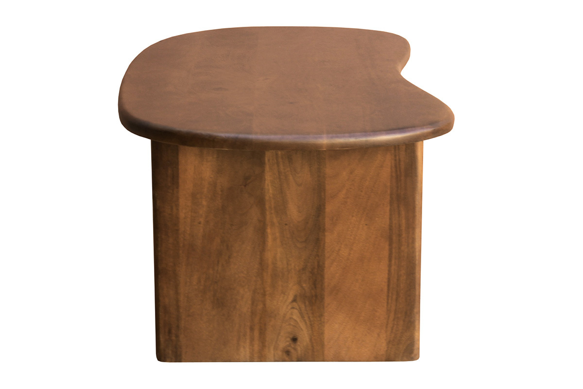 Table basse relevable design haricot avec rangement en bois manguier massif teint� L95 cm KOKOA