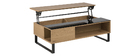 Table basse relevable en bois et m&eacute;tal WYNN
