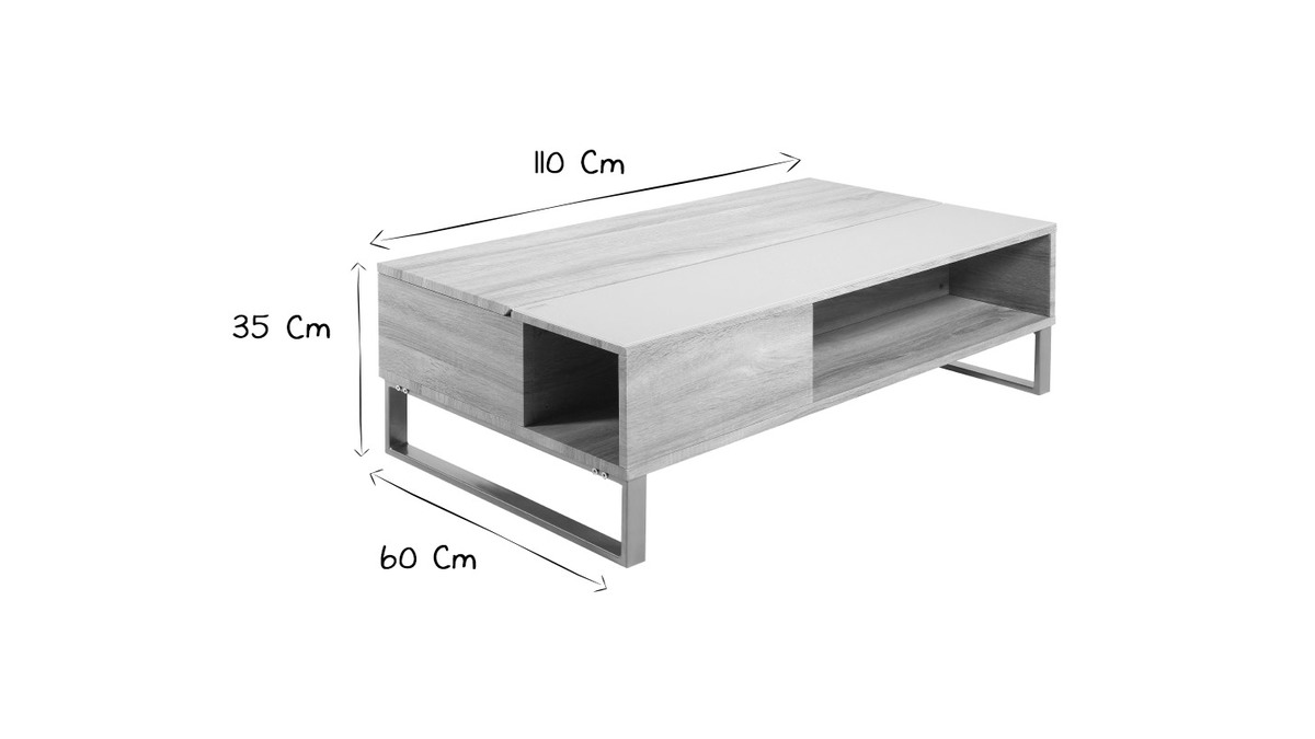 Table basse relevable en bois et métal WYNN