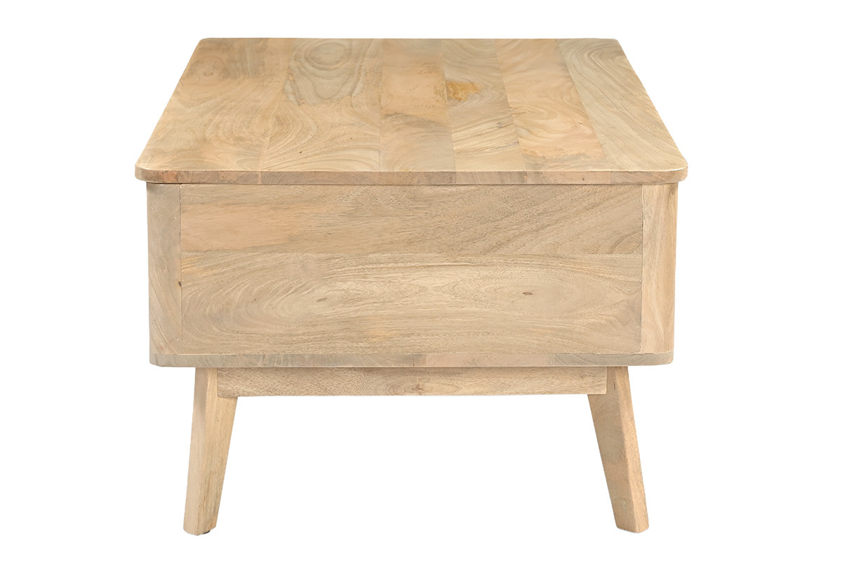 Table basse relevable rectangulaire bois clair manguier massif L100 cm ALDA