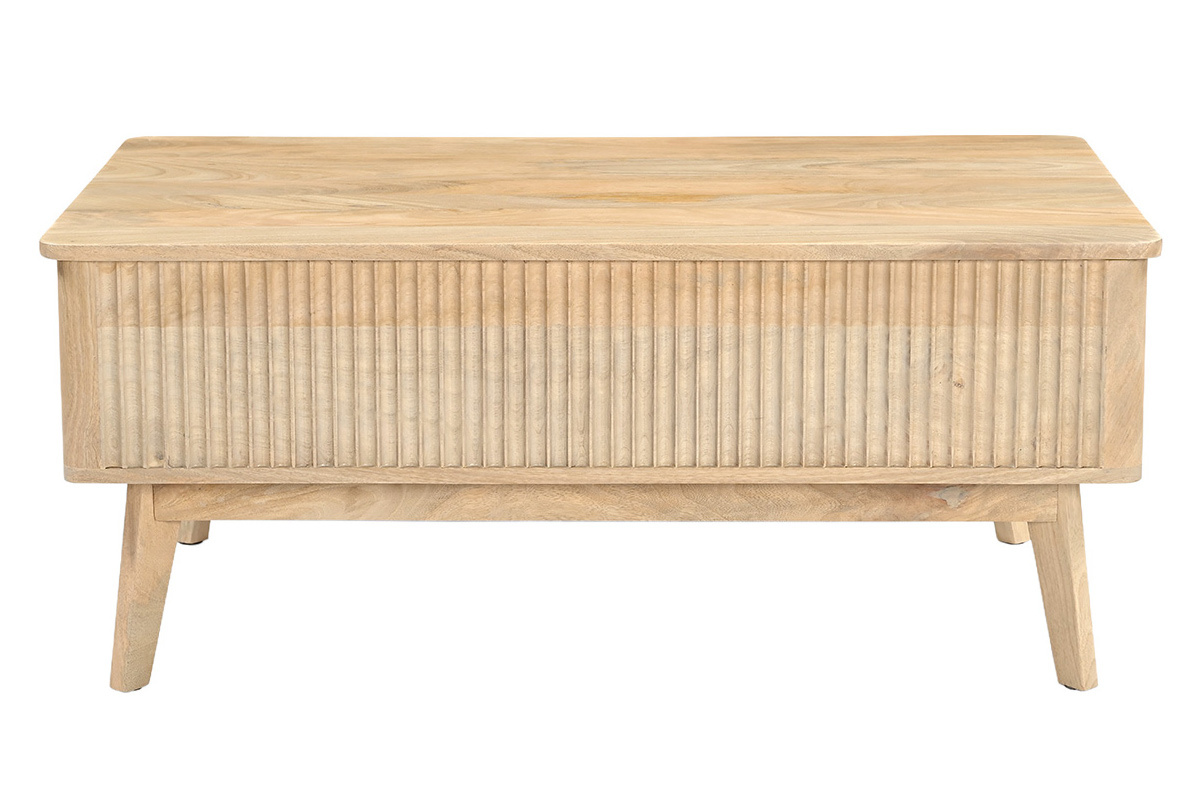 Table basse relevable rectangulaire bois clair manguier massif L100 cm ALDA