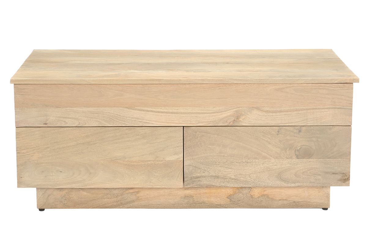 Table basse relevable rectangulaire bois clair manguier massif L102 cm NEXO