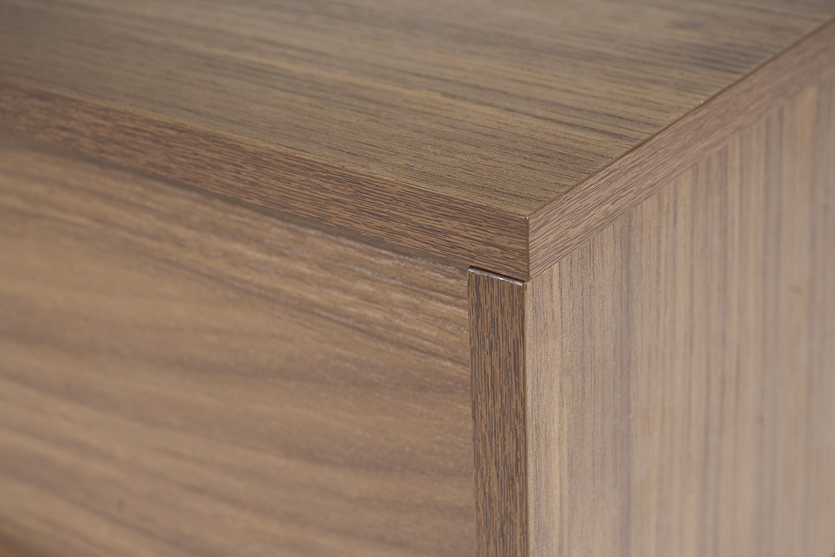 Table basse relevable rectangulaire bois fonc� finition noyer et m�tal noir L100 cm KANE