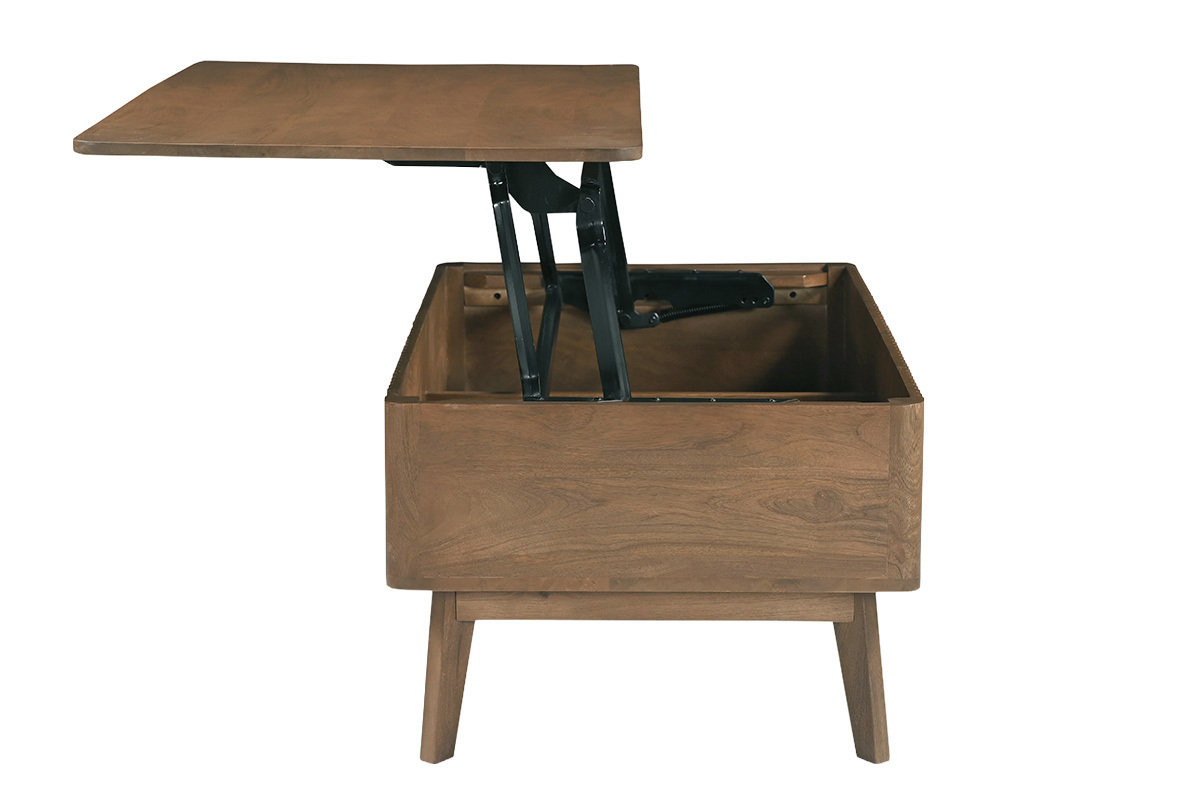 Table basse relevable rectangulaire bois fonc� manguier massif L100 cm ALDA