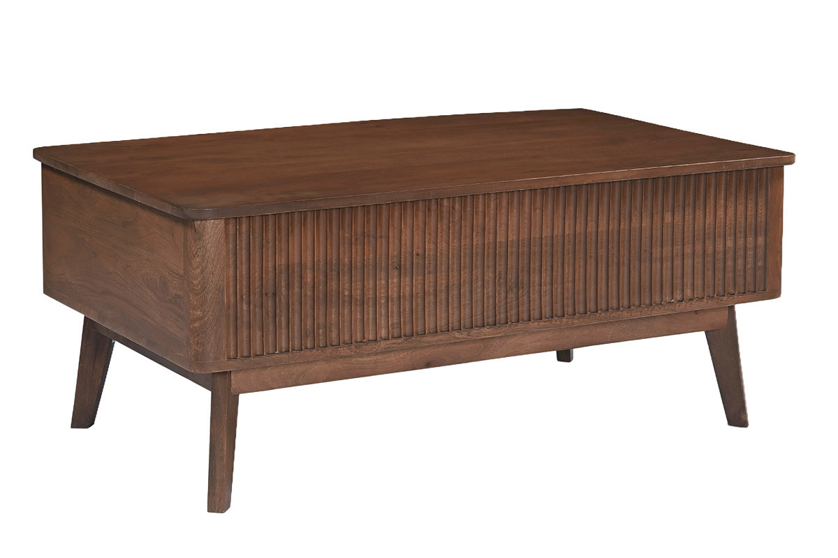 Table basse relevable rectangulaire bois fonc� manguier massif L100 cm ALDA