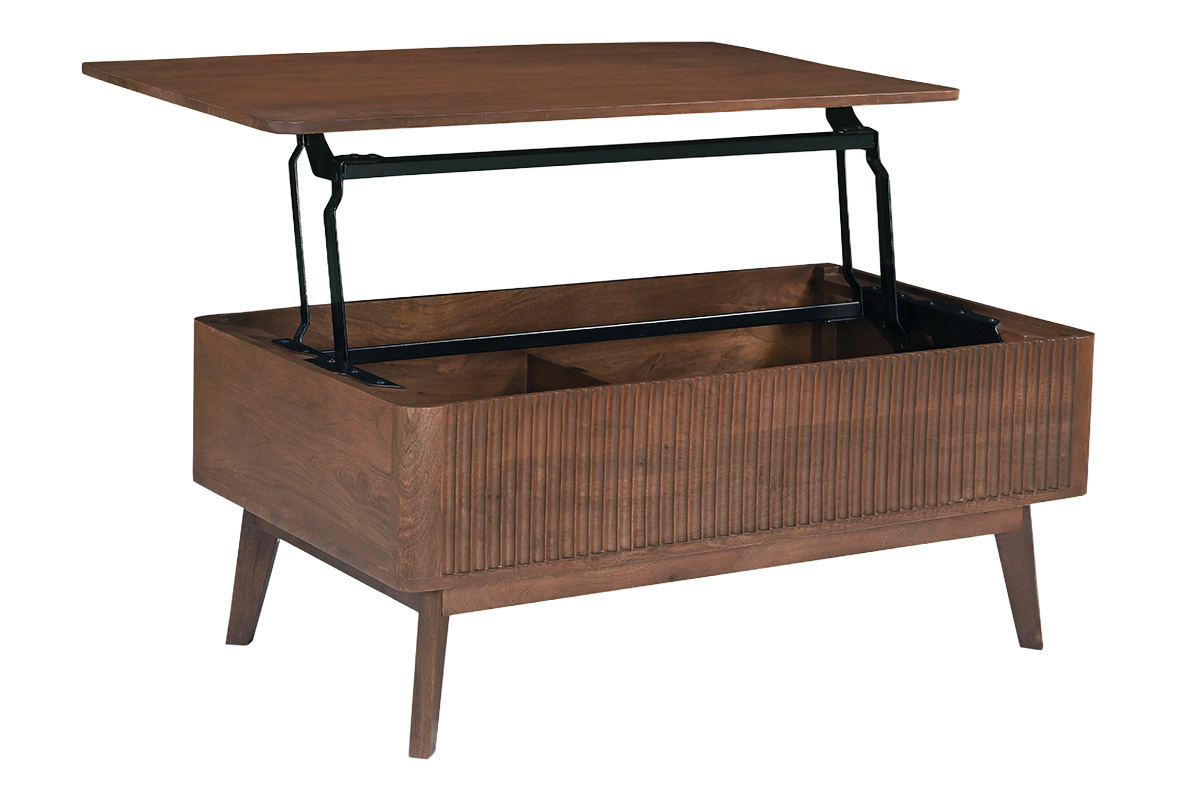 Table basse relevable rectangulaire bois fonc� manguier massif L100 cm ALDA