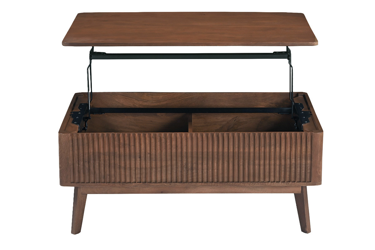 Table basse relevable rectangulaire bois fonc� manguier massif L100 cm ALDA
