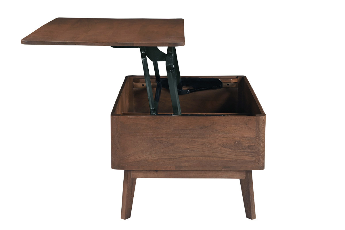 Table basse relevable rectangulaire bois fonc� manguier massif L100 cm ALDA
