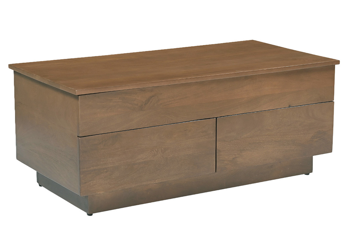Table basse relevable rectangulaire bois fonc� manguier massif L102 cm NEXO