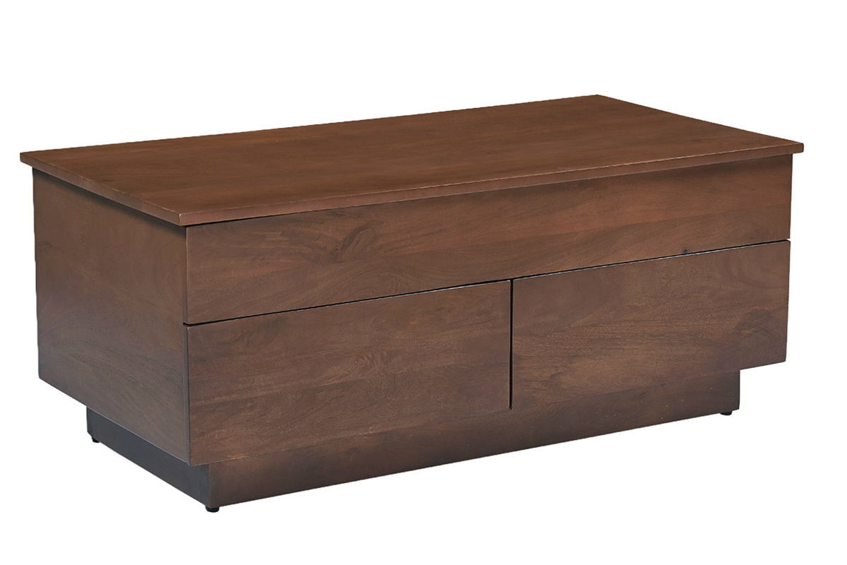 Table basse relevable rectangulaire bois fonc� manguier massif L102 cm NEXO