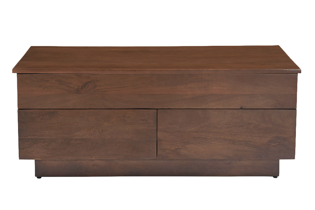 Table basse relevable rectangulaire bois fonc� manguier massif L102 cm NEXO