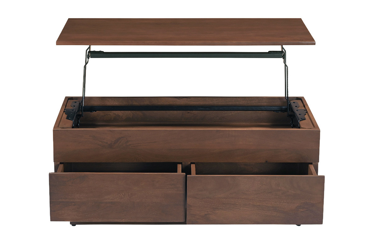 Table basse relevable rectangulaire bois fonc� manguier massif L102 cm NEXO