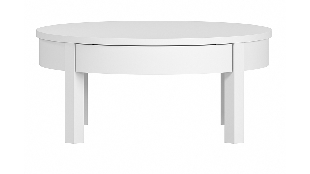 Table basse ronde avec tiroir blanche D80 cm EOLE