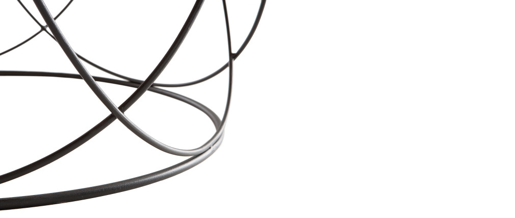 Table basse ronde bois et m�tal noir D80 x H30 cm LACE