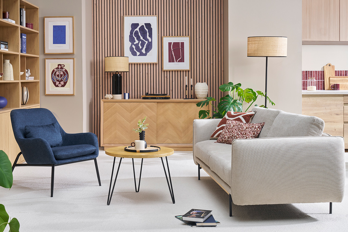 Table basse ronde bois manguier massif et m�tal noir D60 cm VIBES