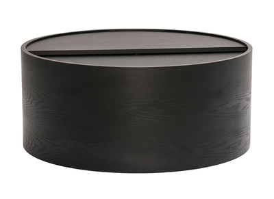 Table basse ronde bois noir avec plateau pivotant et rangement D80 cm DALI