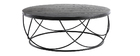 Table basse ronde bois noir et m&eacute;tal noir D80 x H30 cm LACE