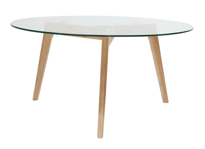 Table basse ronde design contemporain verre et bois DAVOS