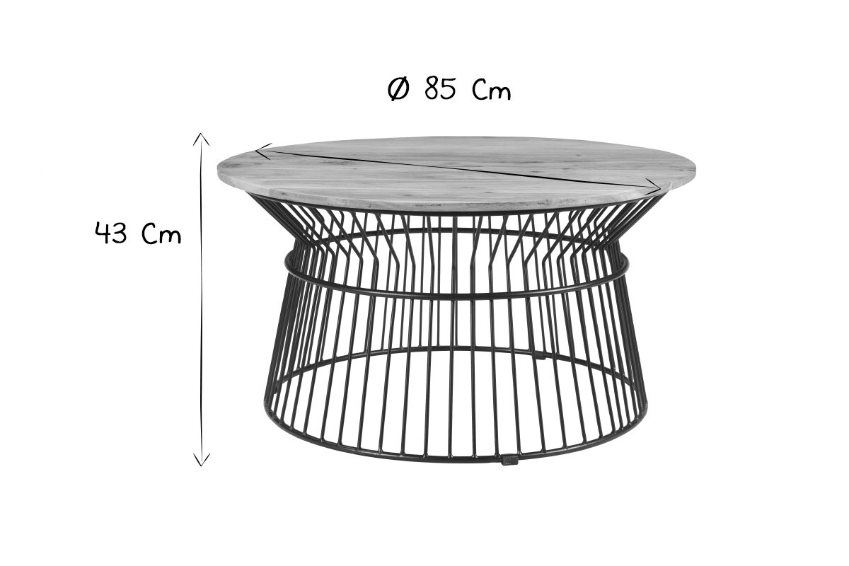 Table basse ronde en acacia massif et m�tal SPIRIT