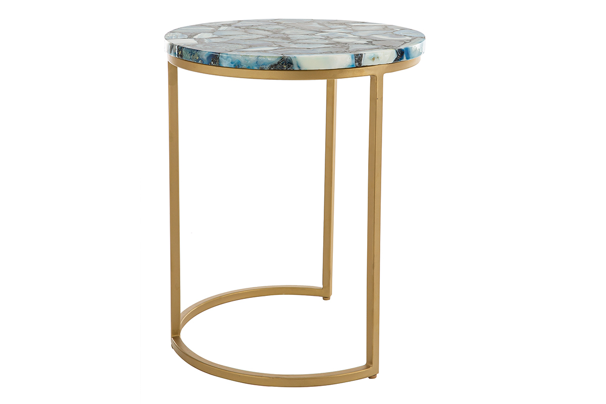 Table basse ronde en agate bleue D40 cm PIETRA