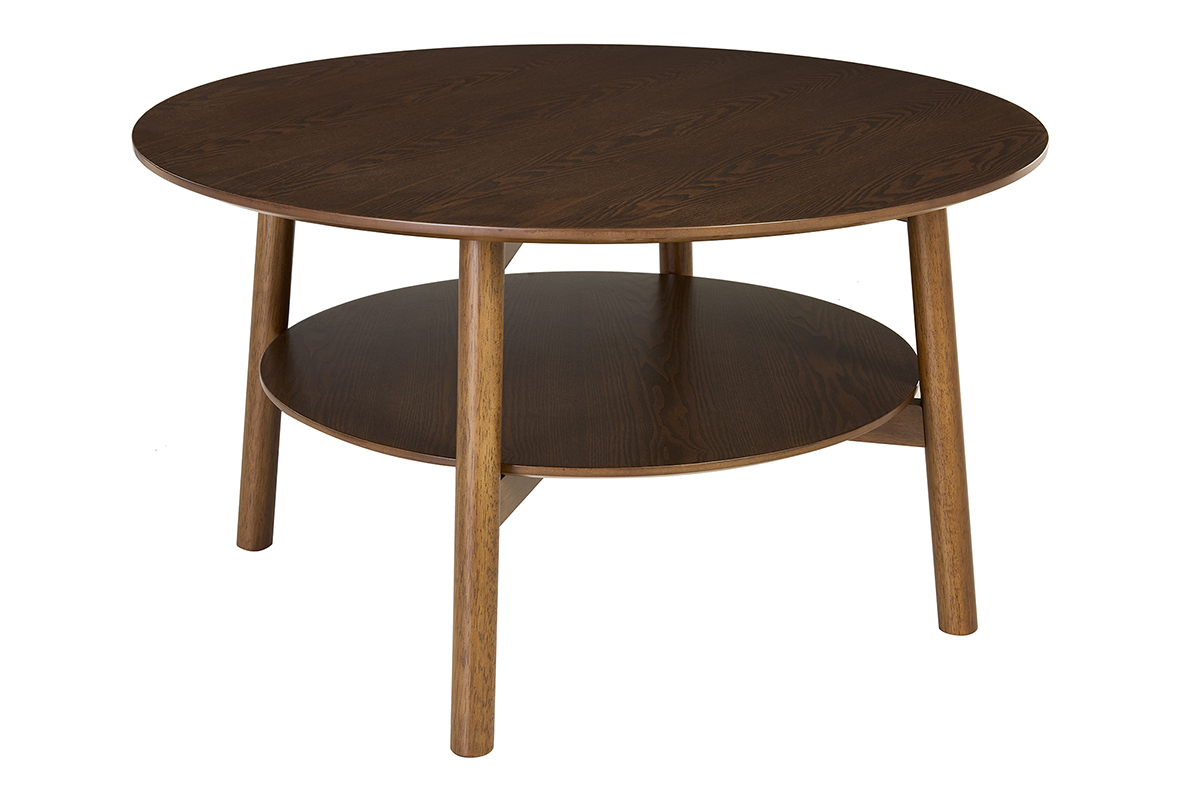 Table basse ronde en bois fonc� D80 cm MALVA
