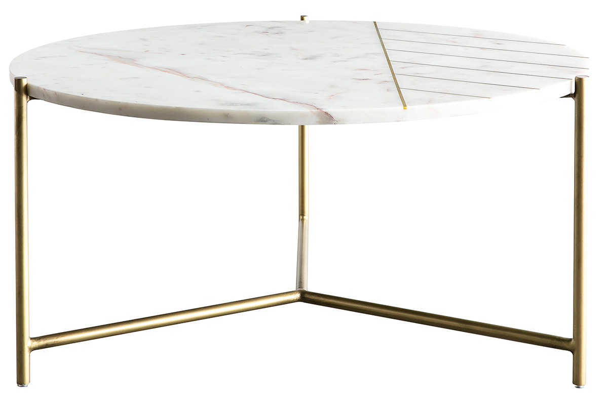 Table basse ronde en marbre blanc SILLON