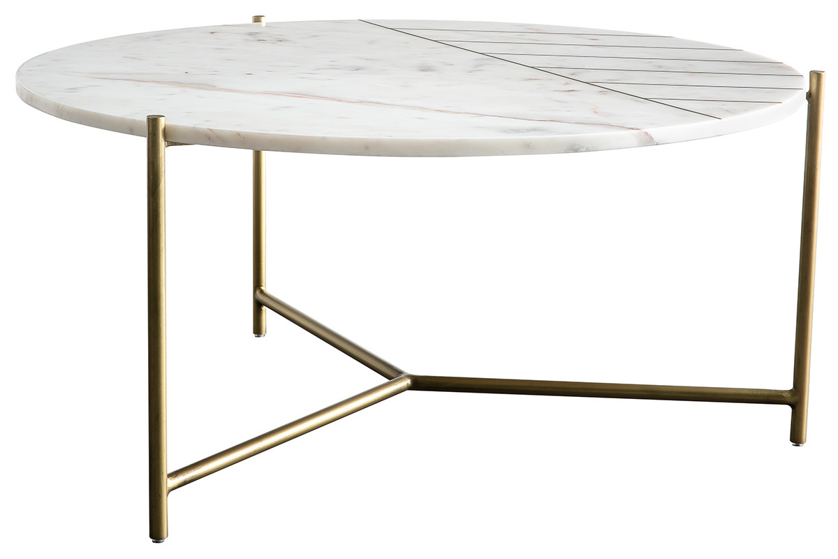 Table basse ronde en marbre blanc SILLON
