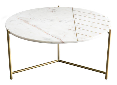 Table basse ronde en marbre blanc SILLON