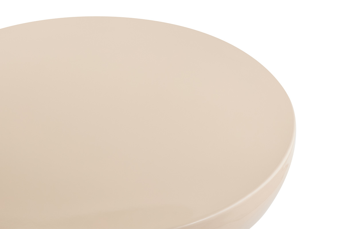 Table basse ronde en m�tal �maill� beige D59 cm AMINA