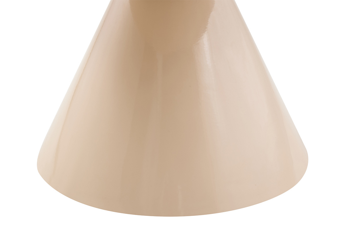 Table basse ronde en m�tal �maill� beige D59 cm AMINA