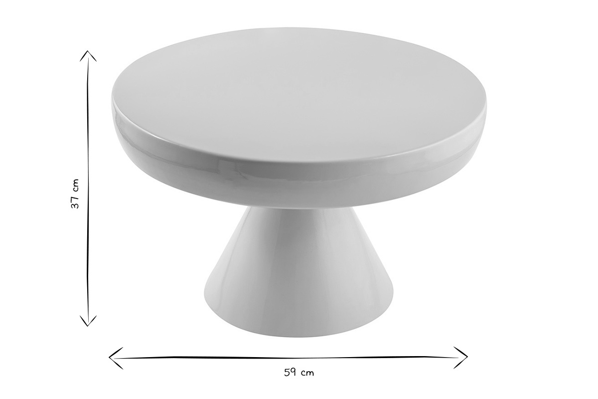 Table basse ronde en m�tal �maill� beige D59 cm AMINA