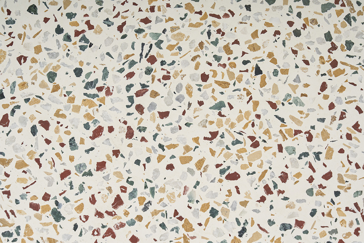 Table basse ronde en terrazzo et bois fonc� manguier massif D79.5 cm NESSA