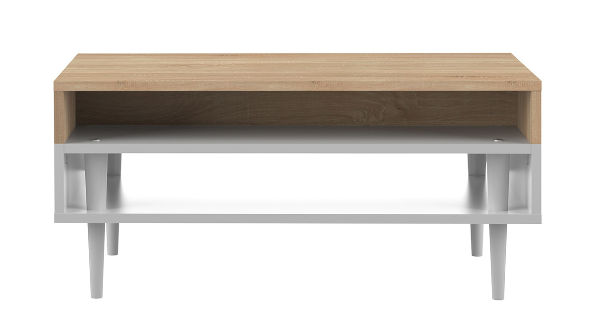 Table basse scandinave bois et blanc STRIPE