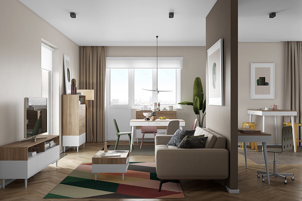 Table basse scandinave bois et blanc STRIPE